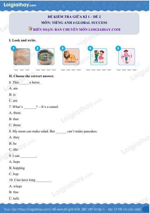 Đề thi giữa kì 1 Tiếng Anh 4 iLearn Smart Start - Đề số 2